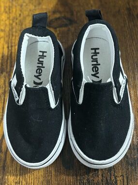 Hurley Kids Black and White Slip-On Canvas Sneakers